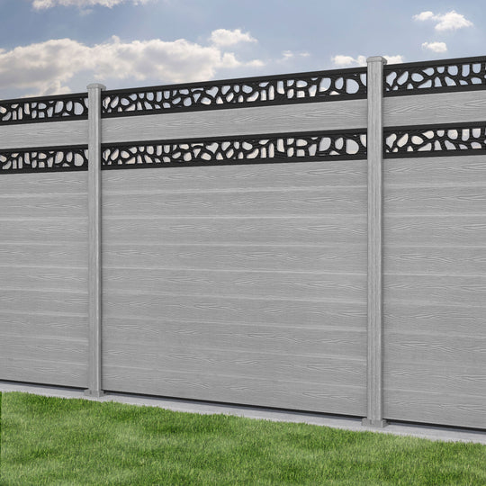 Classic Pebble Split Screen Fence Panel - Light Grey - with our composite posts