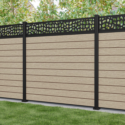 Fusion Pebble Fence Panel - Light Oak - with our aluminium posts
