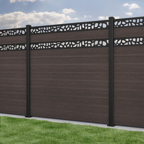 Classic Pebble Split Screen Fence Panel - Mid Brown - with our aluminium posts