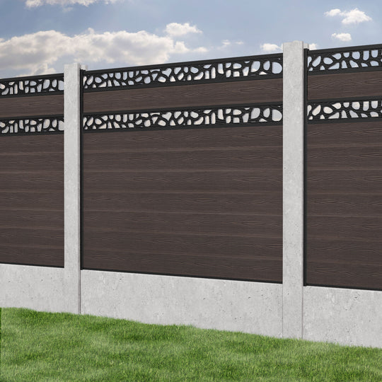 Classic Pebble Split Screen Fence Panel - Mid Brown - for existing concrete posts
