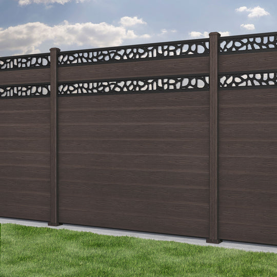 Classic Pebble Split Screen Fence Panel - Mid Brown - with our composite posts