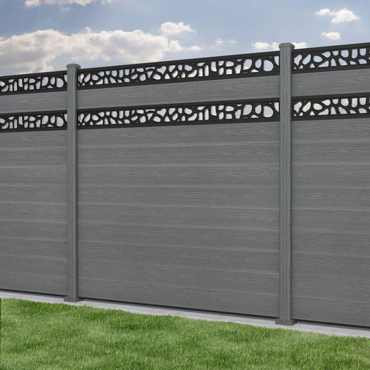 Classic Pebble Split Screen Fence Panel - Mid Grey - with our composite posts