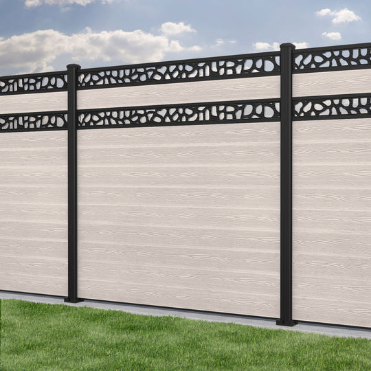 Classic Pebble Split Screen Fence Panel - Mid Stone - with our aluminium posts
