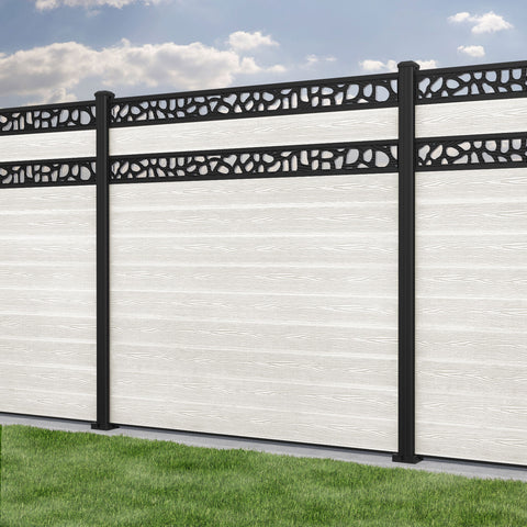 Classic Pebble Split Screen Fence Panel - Light Stone - with our aluminium posts