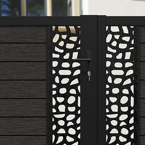 Fusion Pebble Straight Top Driveway Gate - Dark Oak - Middle & End Screen