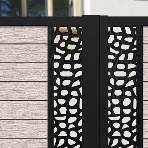 Fusion Pebble Straight Top Driveway Gate - Mid Stone - Middle & End Screen