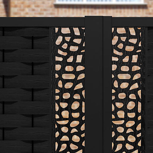 Ripple Pebble Straight Top Driveway Gate - Black - Middle & End Screen