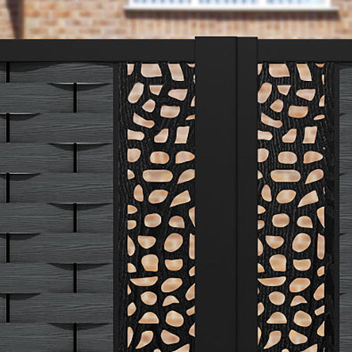 Ripple Pebble Straight Top Driveway Gate - Dark Grey - Middle & End Screen