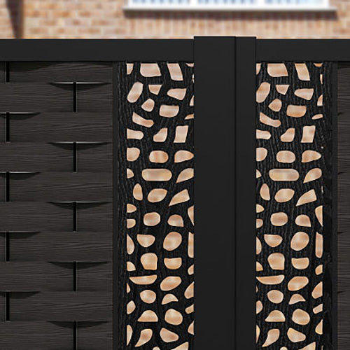 Ripple Pebble Straight Top Driveway Gate - Dark Oak - Middle & End Screen