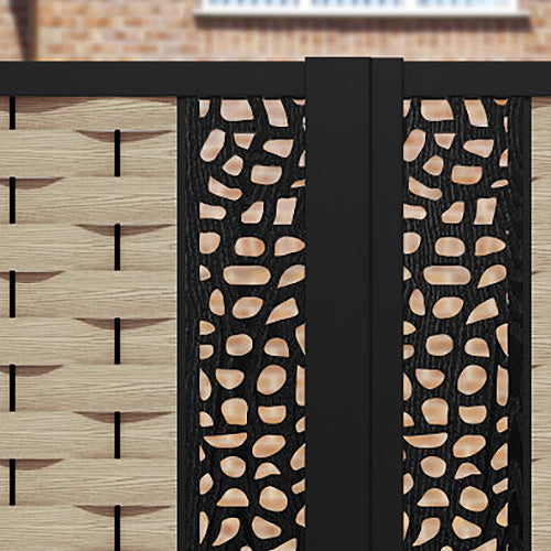 Ripple Pebble Straight Top Driveway Gate - Light Oak- Middle & End Screen