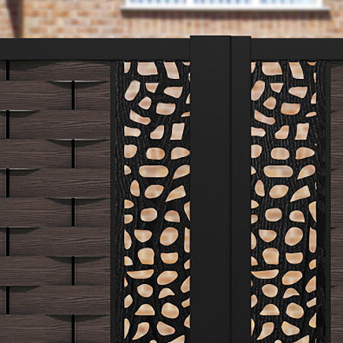 Ripple Pebble Straight Top Driveway Gate - Mid Brown - Middle & End Screen