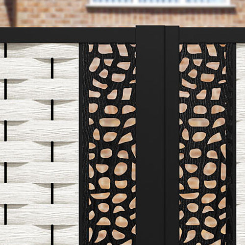 Ripple Pebble Straight Top Driveway Gate - Light Stone - Middle & End Screen