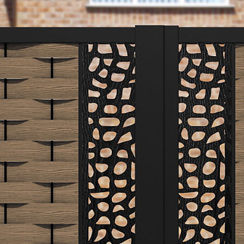 Ripple Pebble Straight Top Driveway Gate - Teak - Middle Screen