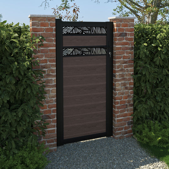 Classic Feather Split Screen Pedestrian Gate - Mid Brown