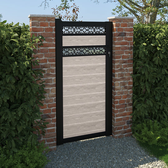 Classic Kumo Split Screen Pedestrian Gate - Mid Stone