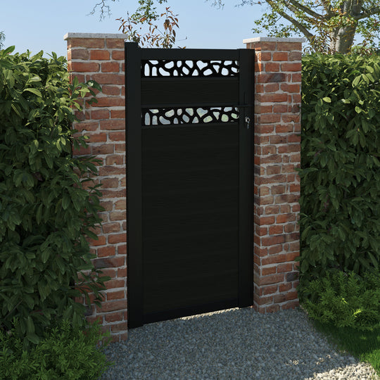 Classic Pebble Split Screen Pedestrian Gate - Black