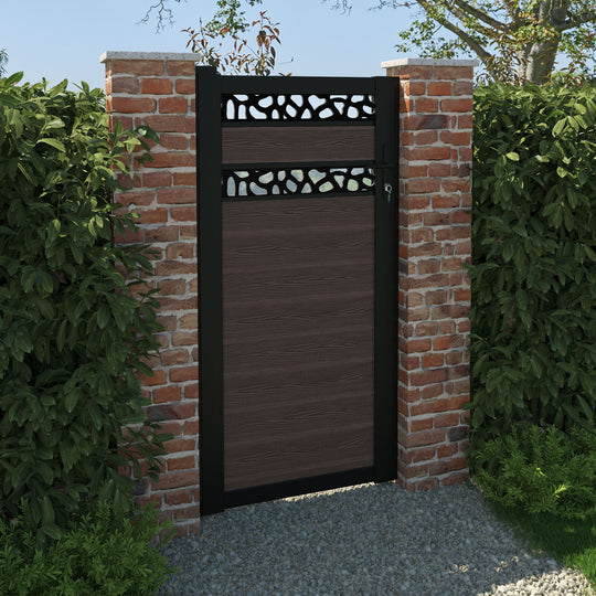 Classic Pebble Split Screen Pedestrian Gate - Mid Brown