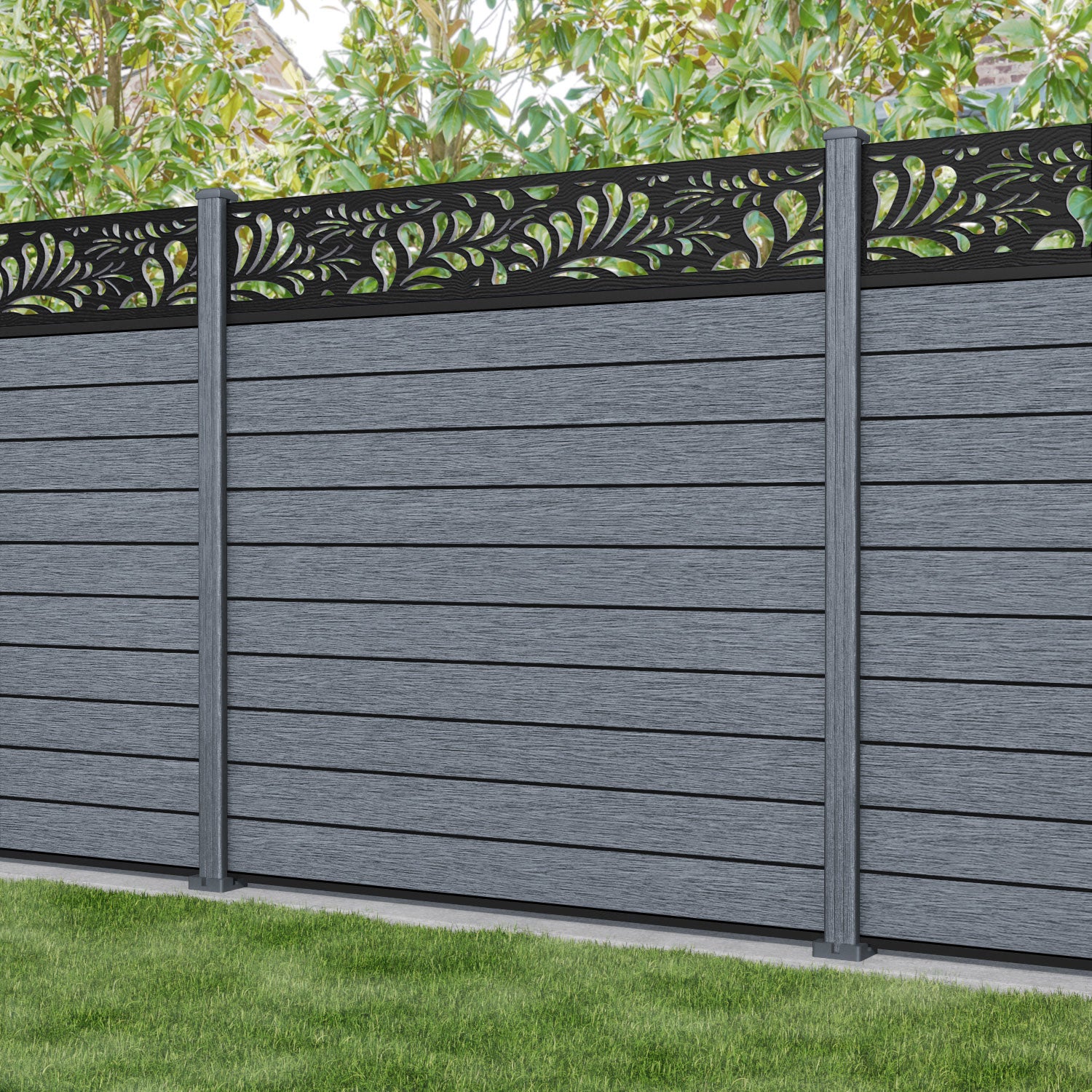Fusion Petal Fence Panel - Anthracite - with our composite posts
