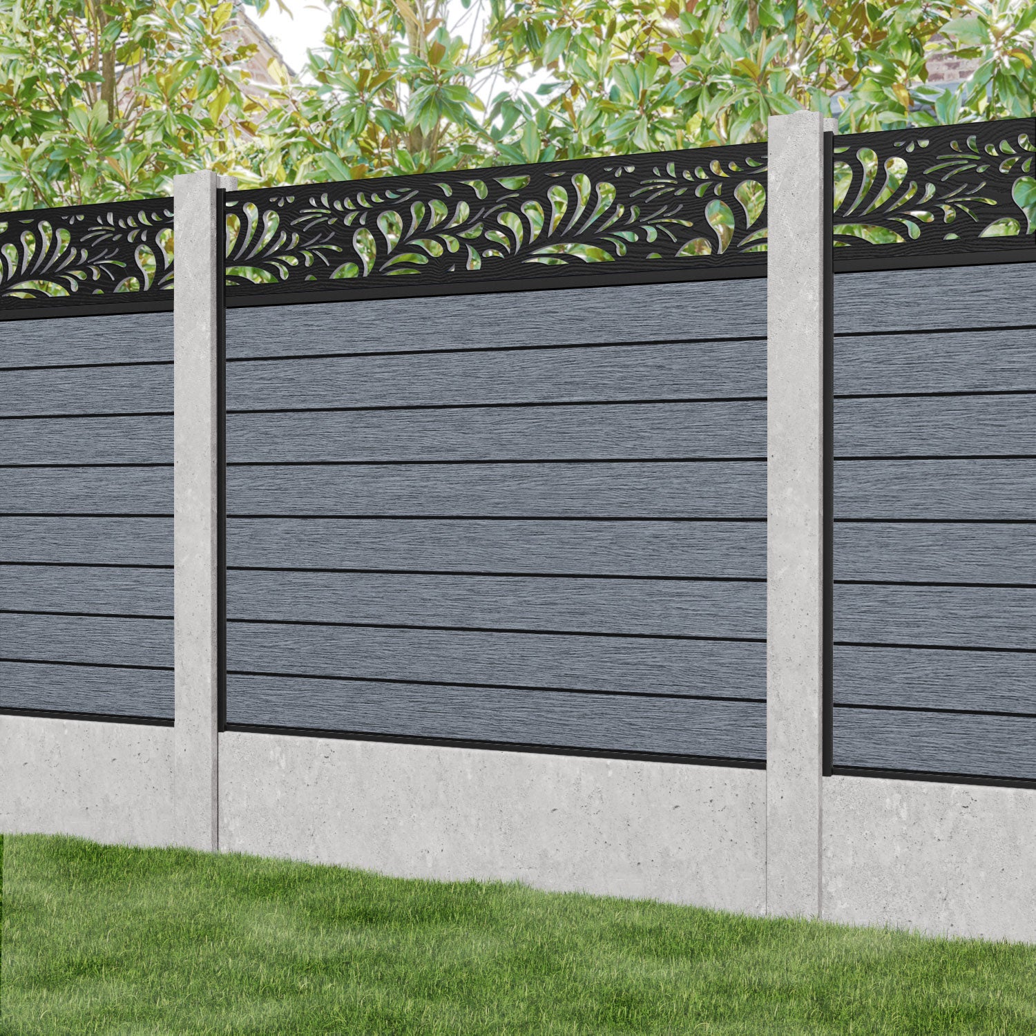 Fusion Petal Fence Panel - Anthracite - for existing concrete posts