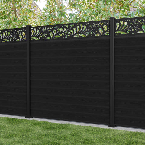Classic Petal Fence Panel - Black - with our aluminium posts