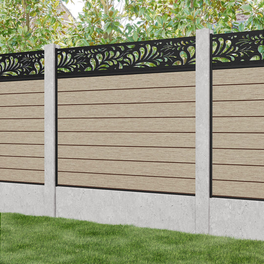 Fusion Petal Fence Panel - Light Oak - for existing concrete posts