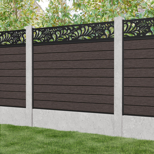 Fusion Petal Fence Panel - Mid Brown - for existing concrete posts