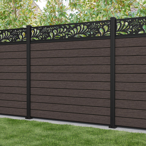 Fusion Petal Fence Panel - Mid Brown - with our aluminium posts