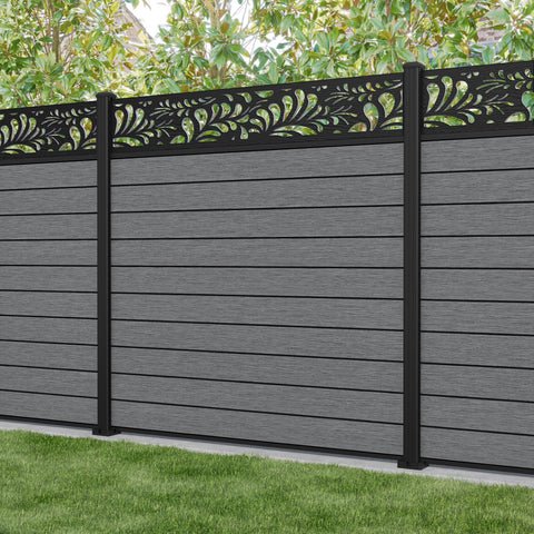 Fusion Petal Fence Panel - Mid Grey - with our aluminium posts