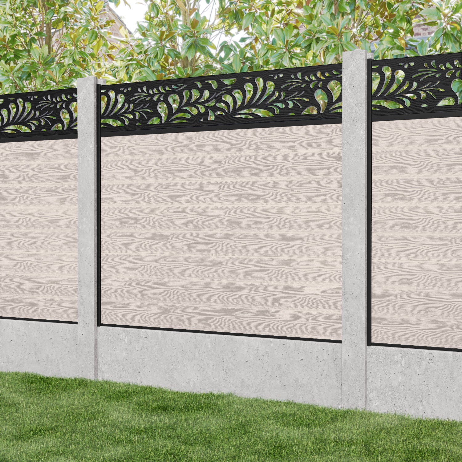 Classic Petal Fence Panel - Mid Stone - for existing concrete posts