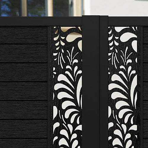 Fusion Petal Straight Top Driveway Gate - Black - Middle & End Screen