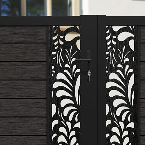 Fusion Petal Straight Top Driveway Gate - Dark Oak - Middle & End Screen
