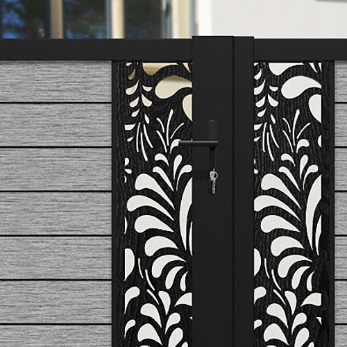 Fusion Petal Straight Top Driveway Gate - Light Grey - Middle & End Screen