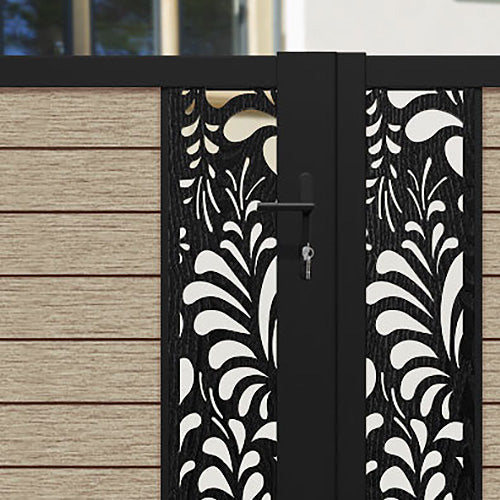 Fusion Petal Straight Top Driveway Gate - Light Oak - Middle & End Screen