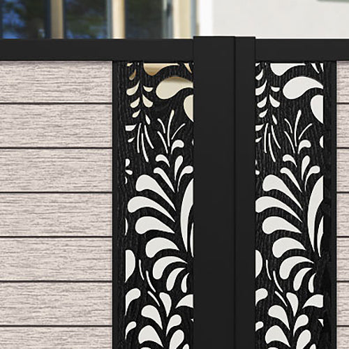 Fusion Petal Straight Top Driveway Gate - Mid Stone - Middle & End Screen