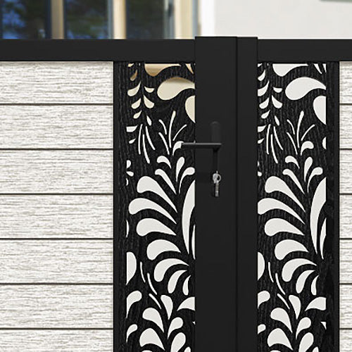 Fusion Petal Straight Top Driveway Gate - Light Stone - Middle & End Screen
