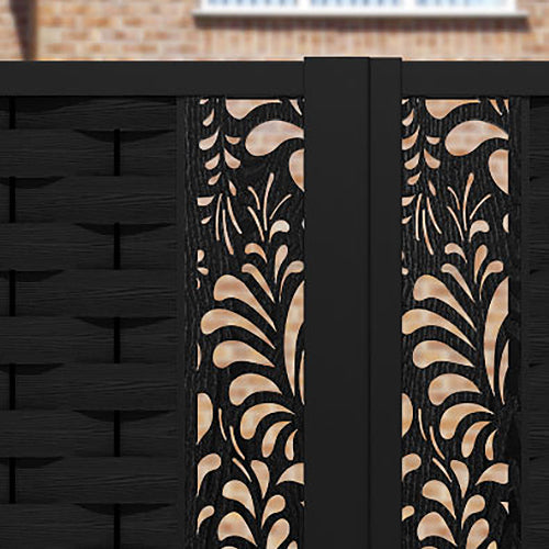 Ripple Petal Straight Top Driveway Gate - Black - Middle Screen