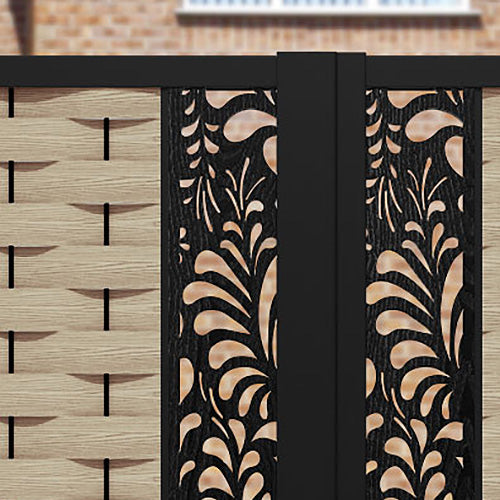 Ripple Petal Straight Top Driveway Gate - Light Oak - Middle Screen