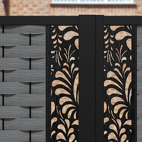 Ripple Petal Straight Top Driveway Gate - Mid Grey - Middle & End Screen