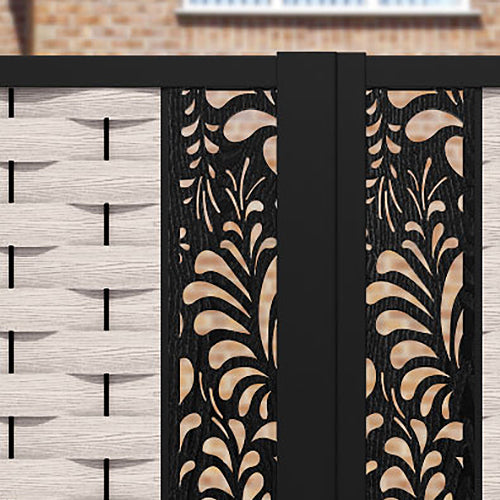 Ripple Petal Straight Top Driveway Gate - Mid Stone - Middle & End Screen