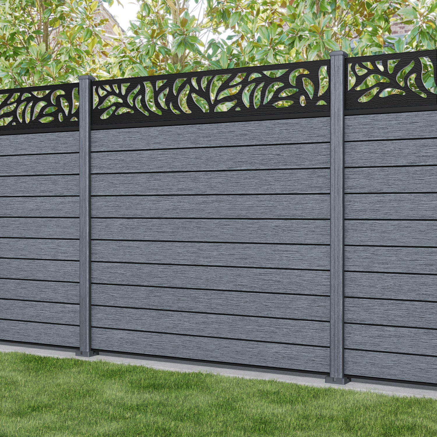 Fusion Plume Fence Panel - Anthracite - with our composite posts
