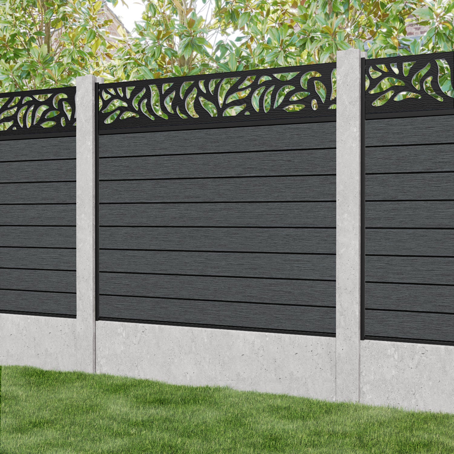 Fusion Plume Fence Panel - Dark Grey - for existing concrete posts