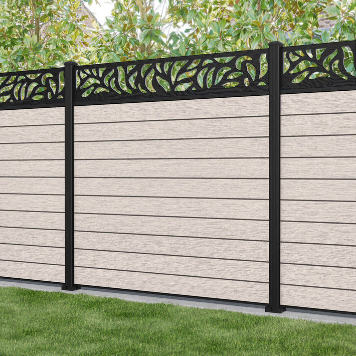 Fusion Plume Fence Panel - Mid Stone - with our aluminium posts