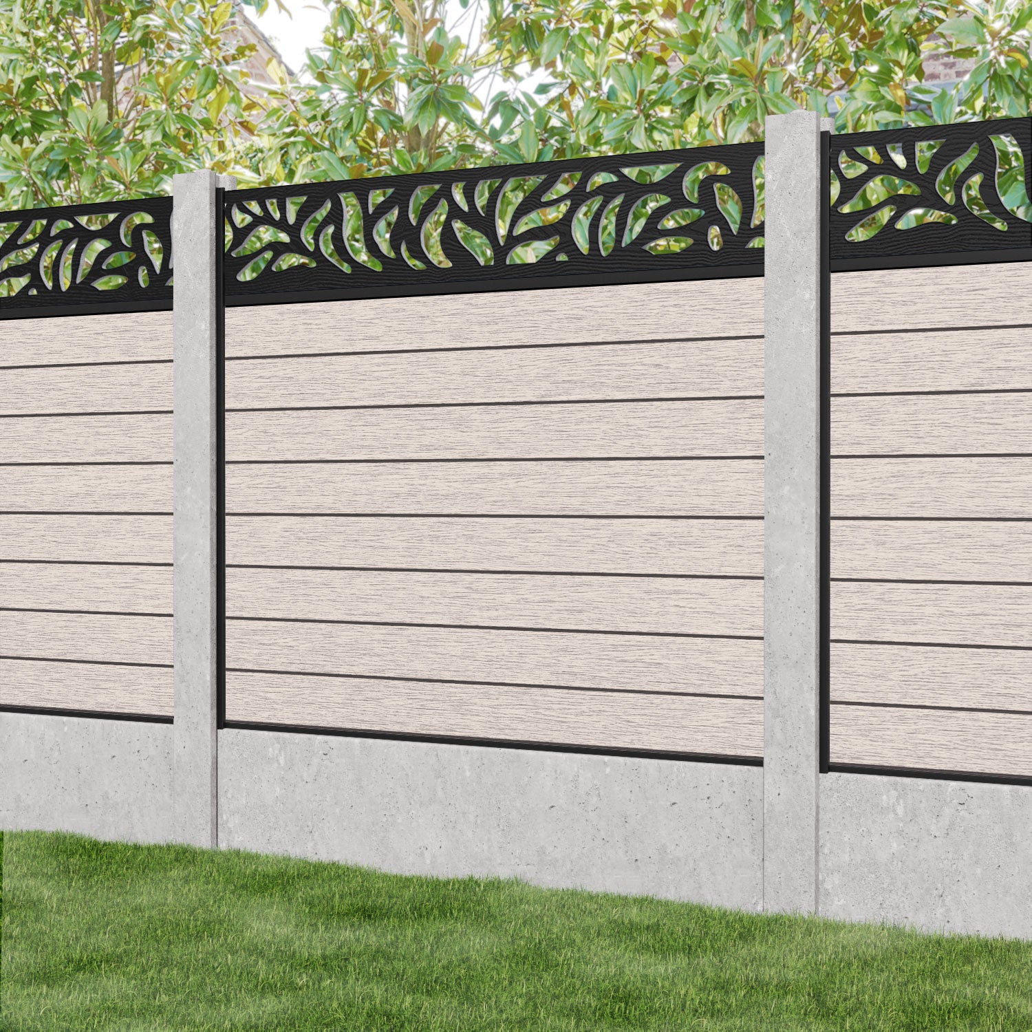 Fusion Plume Fence Panel - Mid Stone - for existing concrete posts