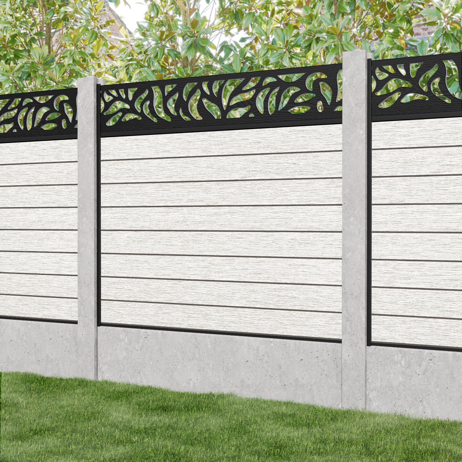 Fusion Plume Fence Panel - Light Stone - for existing concrete posts