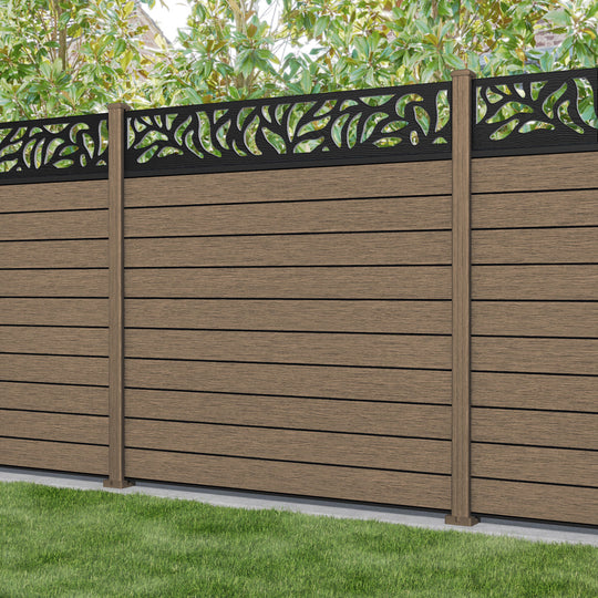Fusion Plume Fence Panel - Teak - with our composite posts