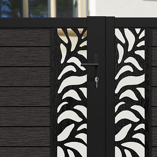 Fusion Plume Straight Top Driveway Gate - Dark Oak - Middle & End Screen