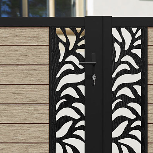 Fusion Plume Straight Top Driveway Gate - Light Oak - Middle & End Screen