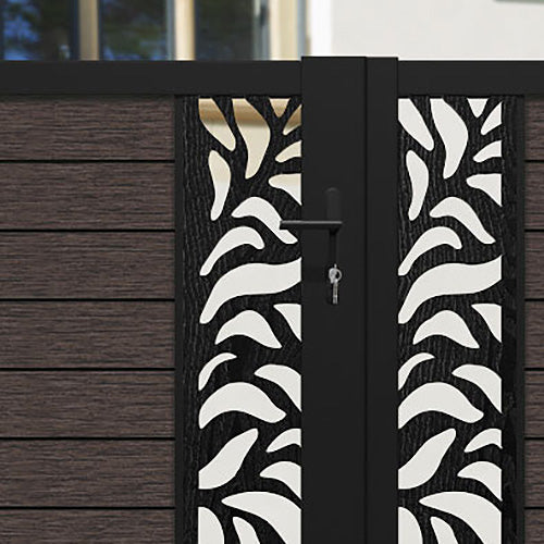 Fusion Plume Straight Top Driveway Gate - Mid Brown - Middle & End Screen
