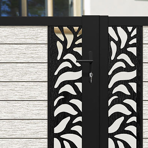 Fusion Plume Straight Top Driveway Gate - Light Stone - Middle & End Screen