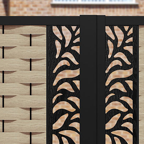 Ripple Plume Straight Top Driveway Gate - Light Oak - Middle Screen
